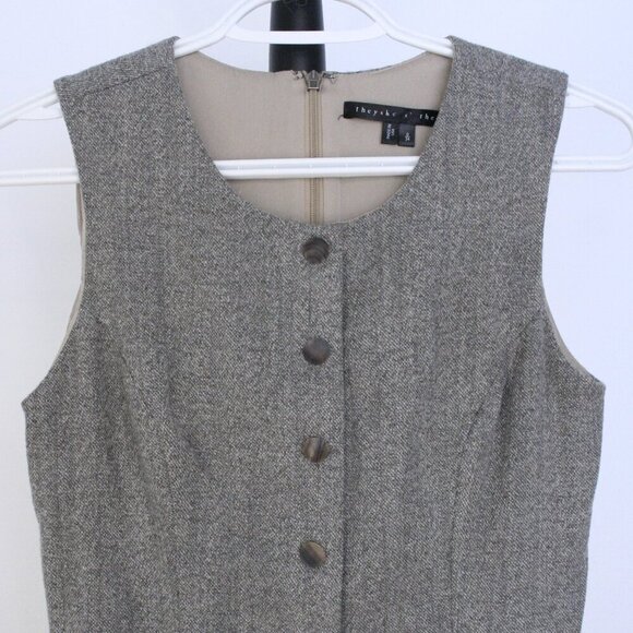 Theysken's Theory Wool Blend Tweed Silk Lined‎ Sleeveless Sheath Dress Sz 0 - Picture 2 of 11